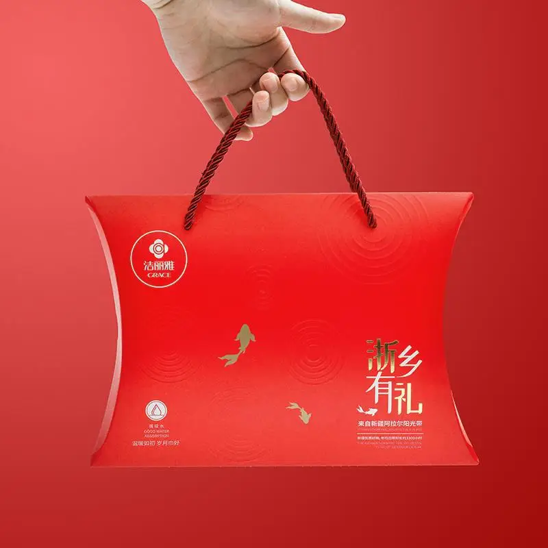 Red Cotton Face Towel for Men Women Couple Wedding Gift - Image 5