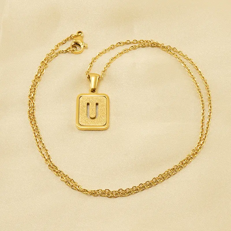 18K Stainless Steel V Pendant Necklace for Women - Image 30