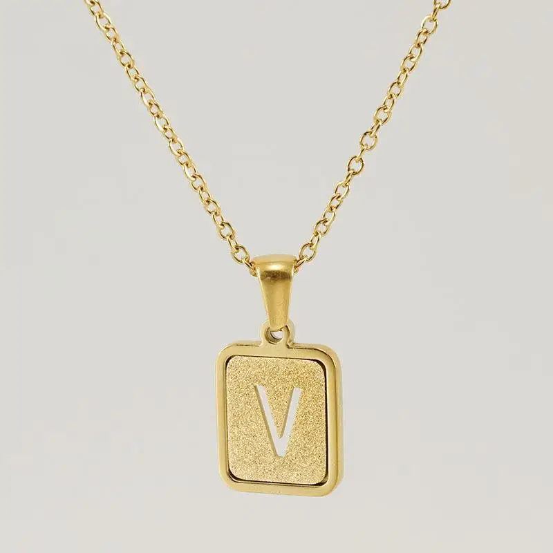18K Stainless Steel V Pendant Necklace for Women - Image 22