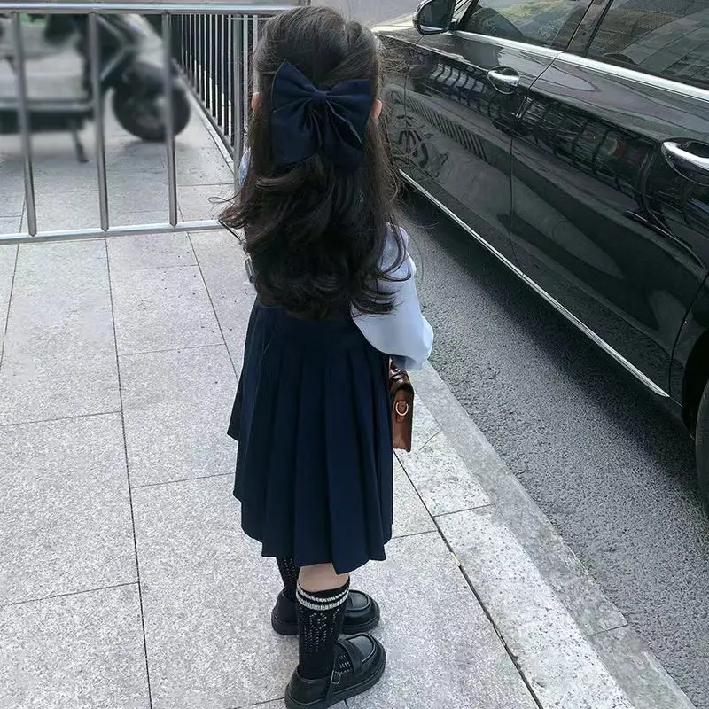 Girls' College Style Fake Two-Piece Skirt Dress for Girls 2024 - Image 3