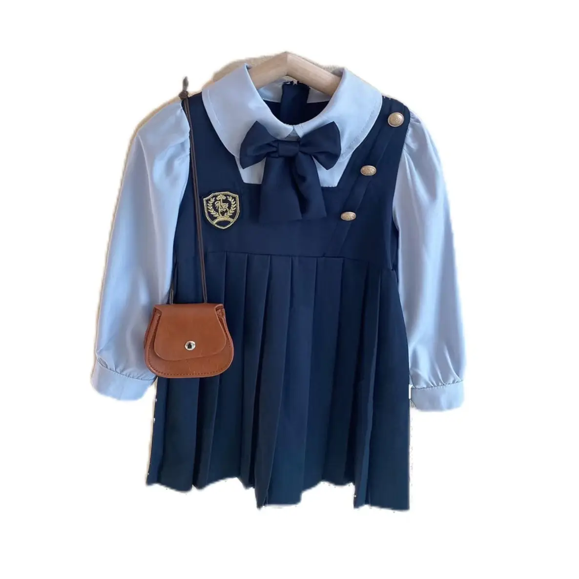 Girls' College Style Fake Two-Piece Skirt Dress for Girls 2024 - Image 5