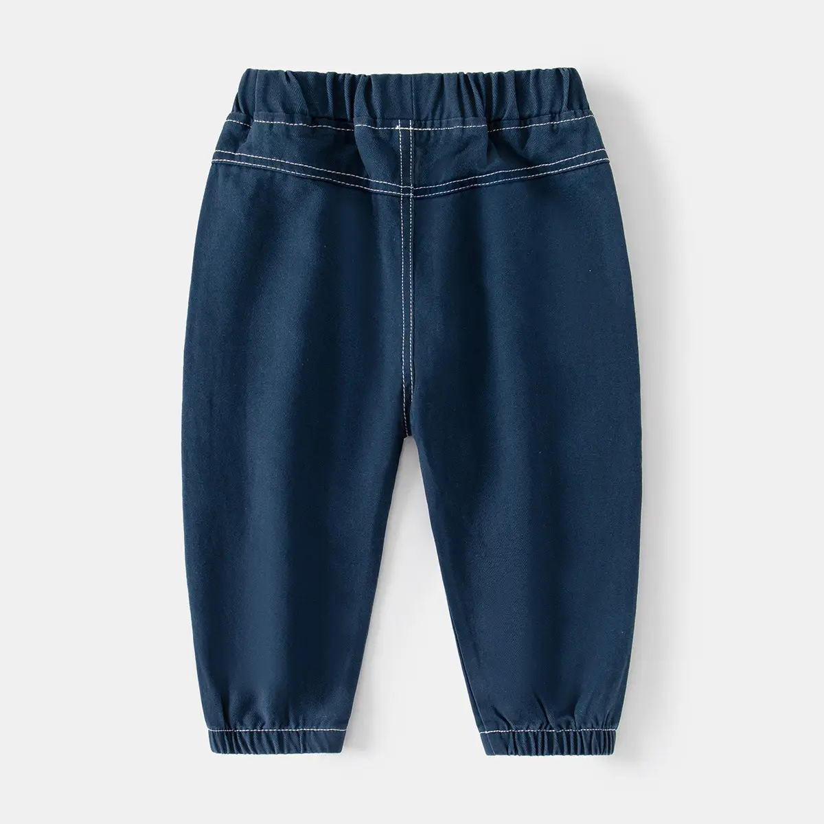 Kids Cotton Pocket Pants Navy Blue Korean Style