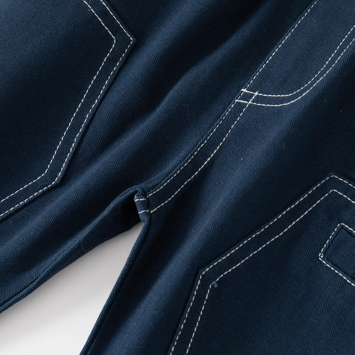 Kids Cotton Pocket Pants Navy Blue Korean Style