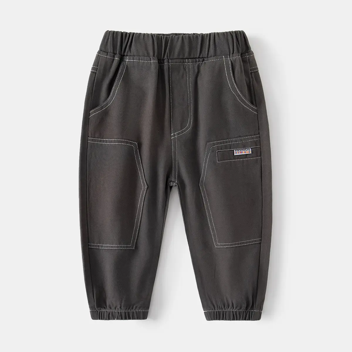 Kids Cotton Pocket Pants Navy Blue Korean Style