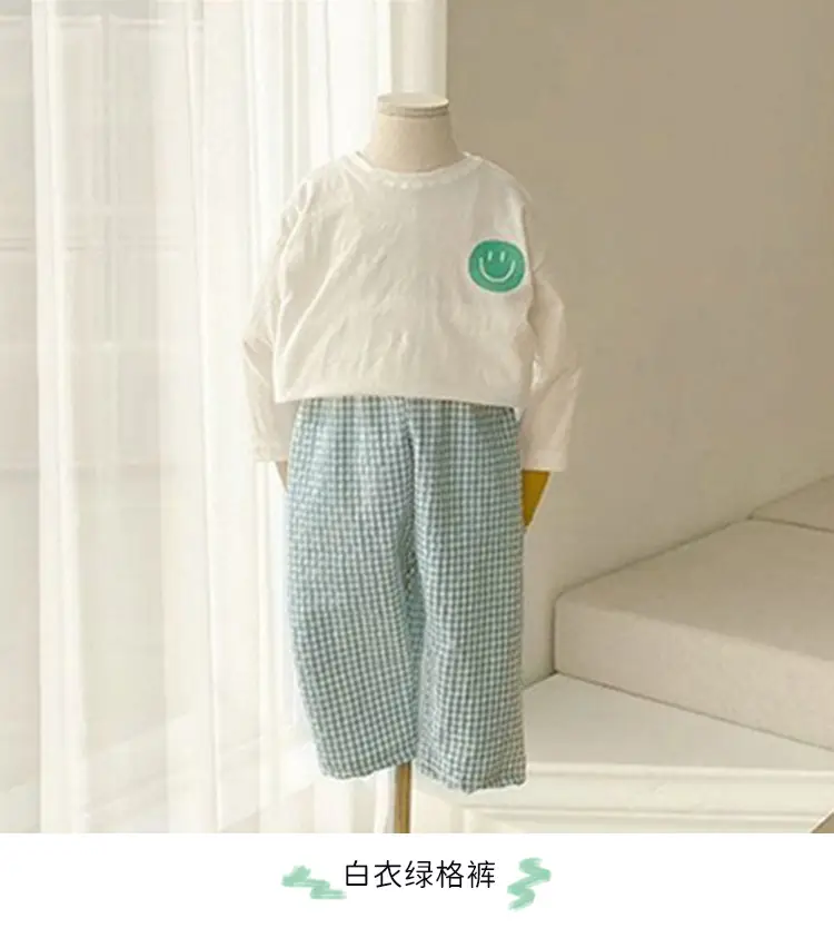 2026 Autumn Boys Smiley Face Plaid Pants Suit — feature 11