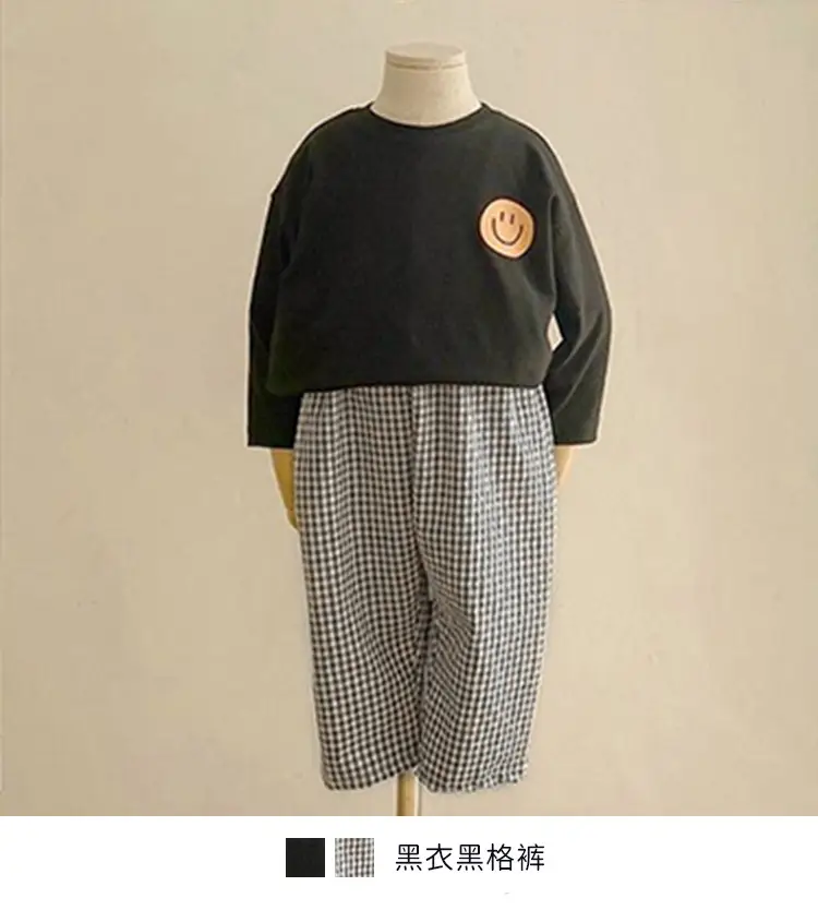 2026 Autumn Boys Smiley Face Plaid Pants Suit — feature 14