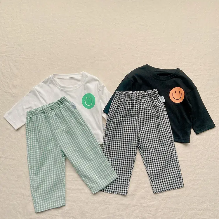 2026 Autumn Boys Smiley Face Plaid Pants Suit — feature 23
