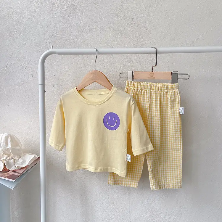 2026 Autumn Boys Smiley Face Plaid Pants Suit - Image 2