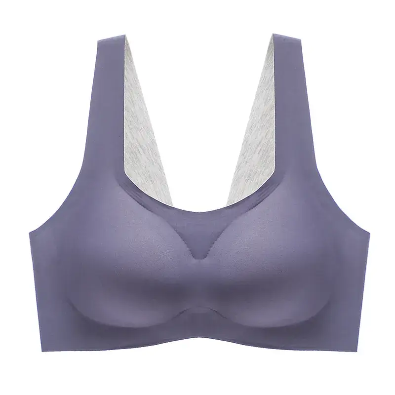 Purple Seamless Thermal Bra for Women, No Rims, Small Square Collar, Back Buckle, Breast Retracting, Anti-Sagging - Image 4