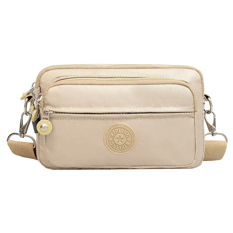 Women's Black Nylon Shoulder Messenger Bag with Waist Buckle - Image 2