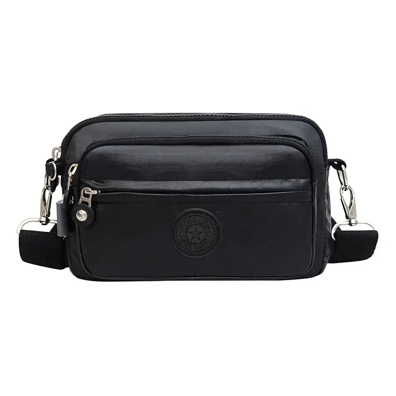 Women's Black Nylon Shoulder Messenger Bag with Waist Buckle - Image 4