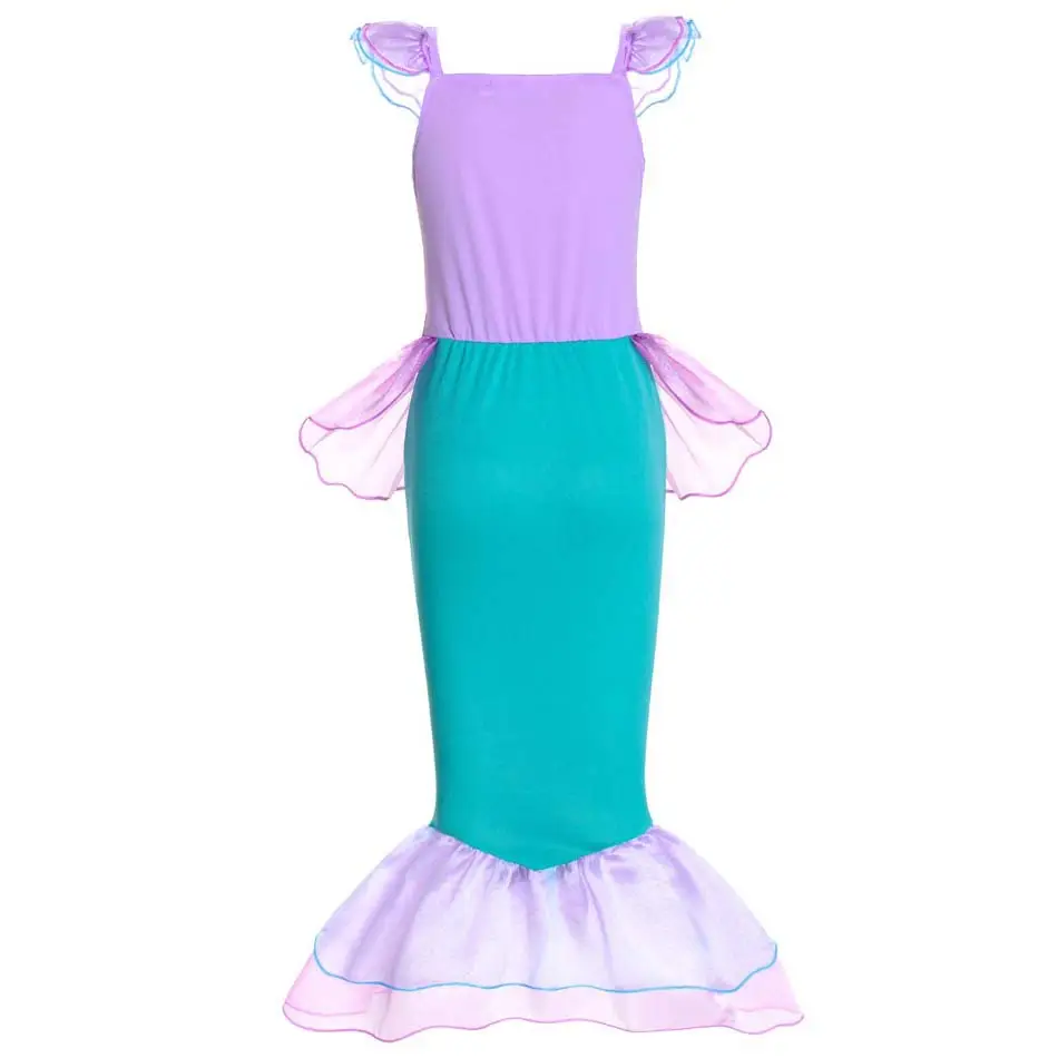 Girls Mermaid Dress Purple Aqua Fishtail Halloween Cosplay - Image 10
