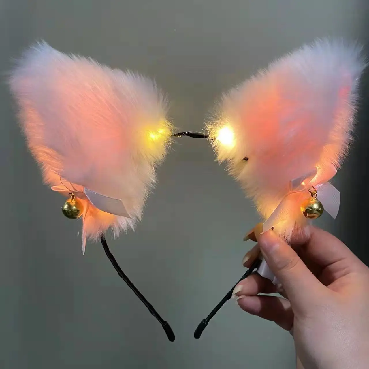 Pink Fox Ear Binds with LED Light & Bow - Image 7