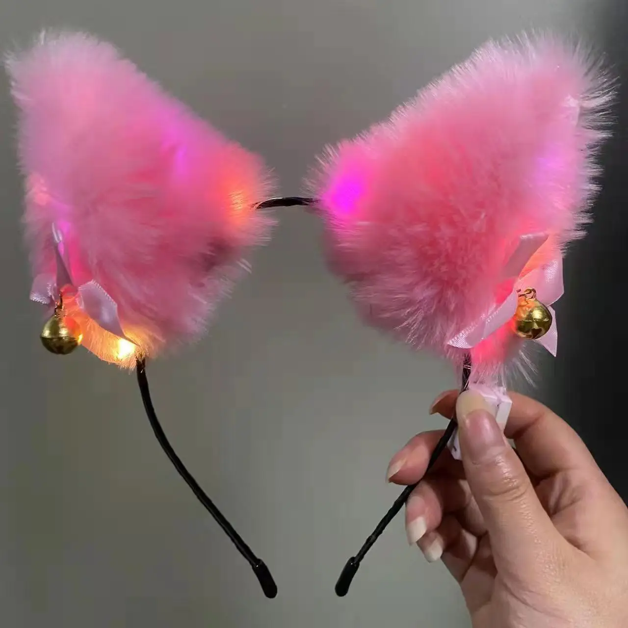 Pink Fox Ear Binds with LED Light & Bow - Image 9