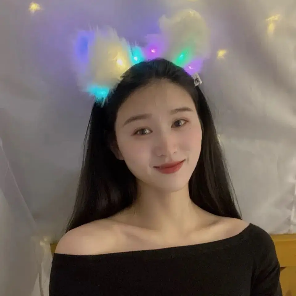 Pink Fox Ear Binds with LED Light & Bow - Image 3