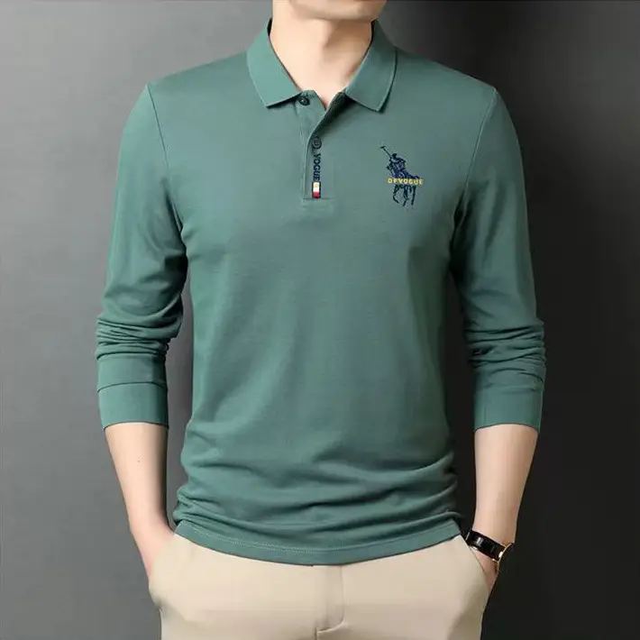 Men Embroidered Polo T-Shirt Grey Medium