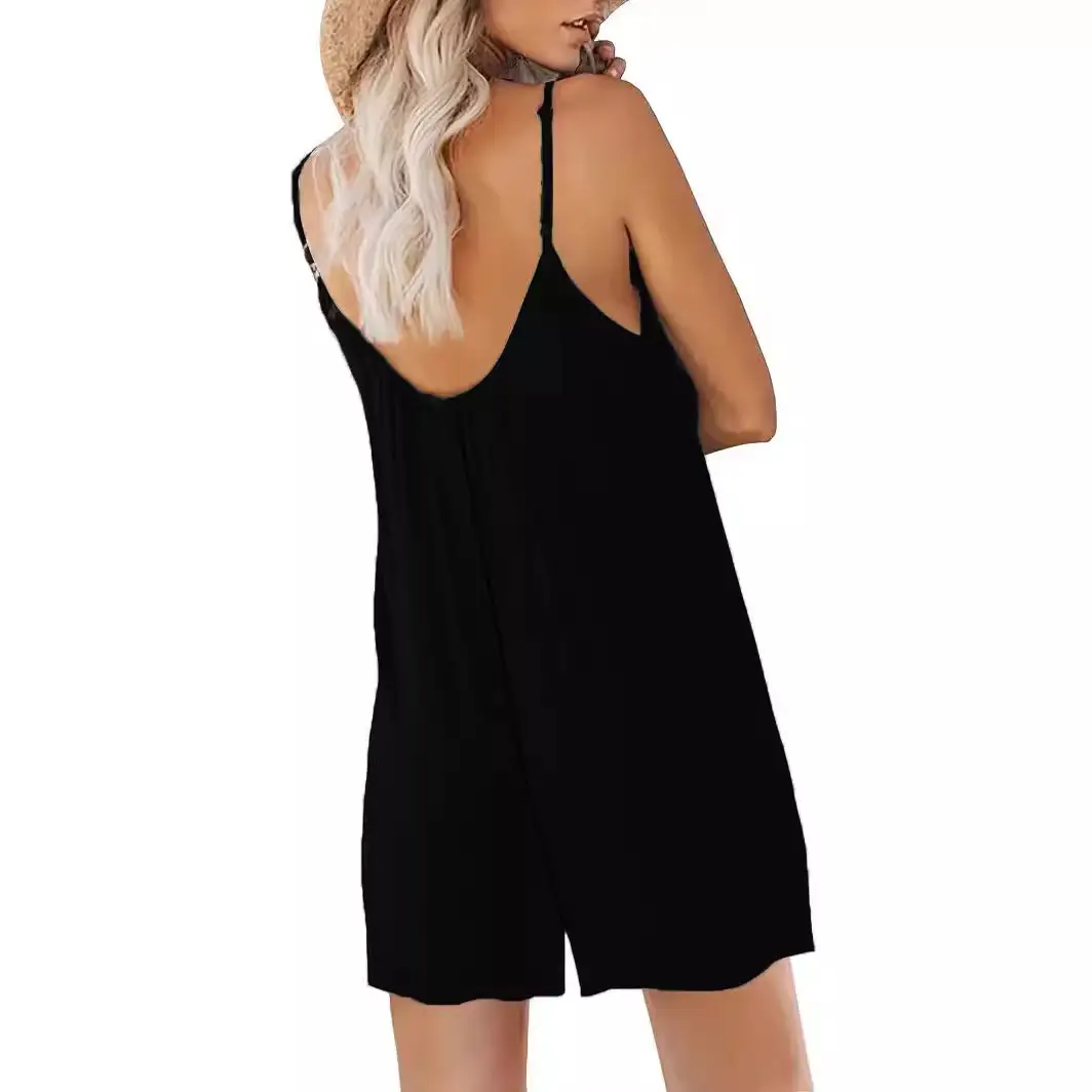 Women Red Pure Color Jumpsuit Summer Casual Cross-Border - Image 13