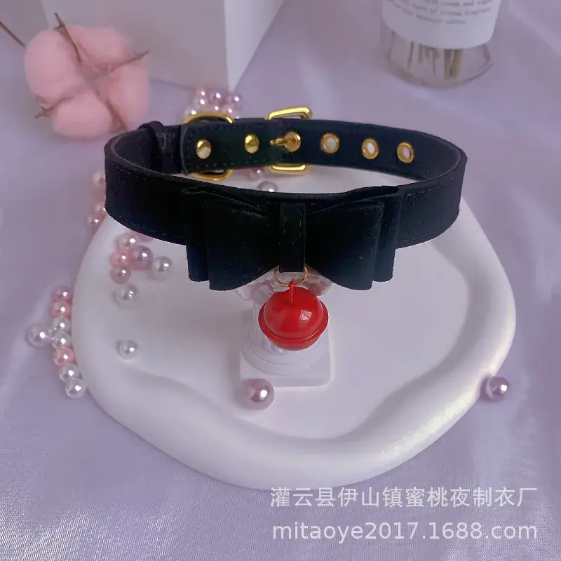 Sexy Bell Collar Traction Chain Bow Leather Neck Ring Dog Chain Maid Traction Chain Rope Bed Flirting - Image 3