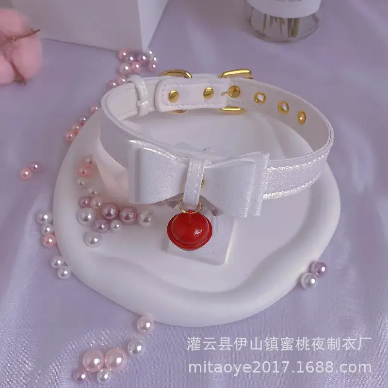 Sexy Bell Collar Traction Chain Bow Leather Neck Ring Dog Chain Maid Traction Chain Rope Bed Flirting - Image 2