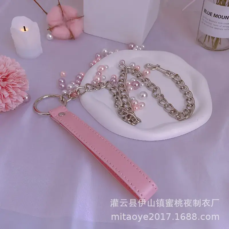 Sexy Bell Collar Traction Chain Bow Leather Neck Ring Dog Chain Maid Traction Chain Rope Bed Flirting - Image 7
