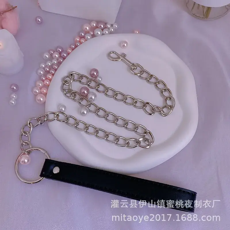 Sexy Bell Collar Traction Chain Bow Leather Neck Ring Dog Chain Maid Traction Chain Rope Bed Flirting - Image 9