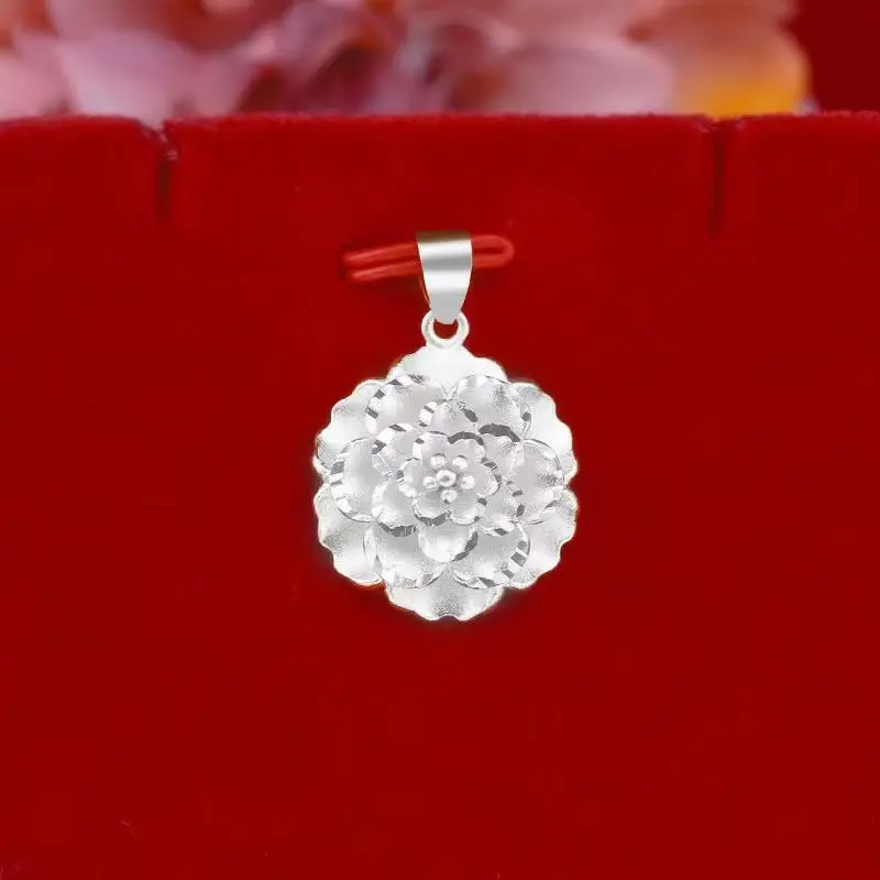 Brass Gold Peony Pendant Necklace Set for Women — feature 6