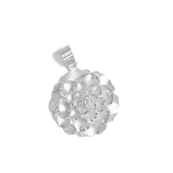 Brass Gold Peony Pendant Necklace Set for Women - Image 5