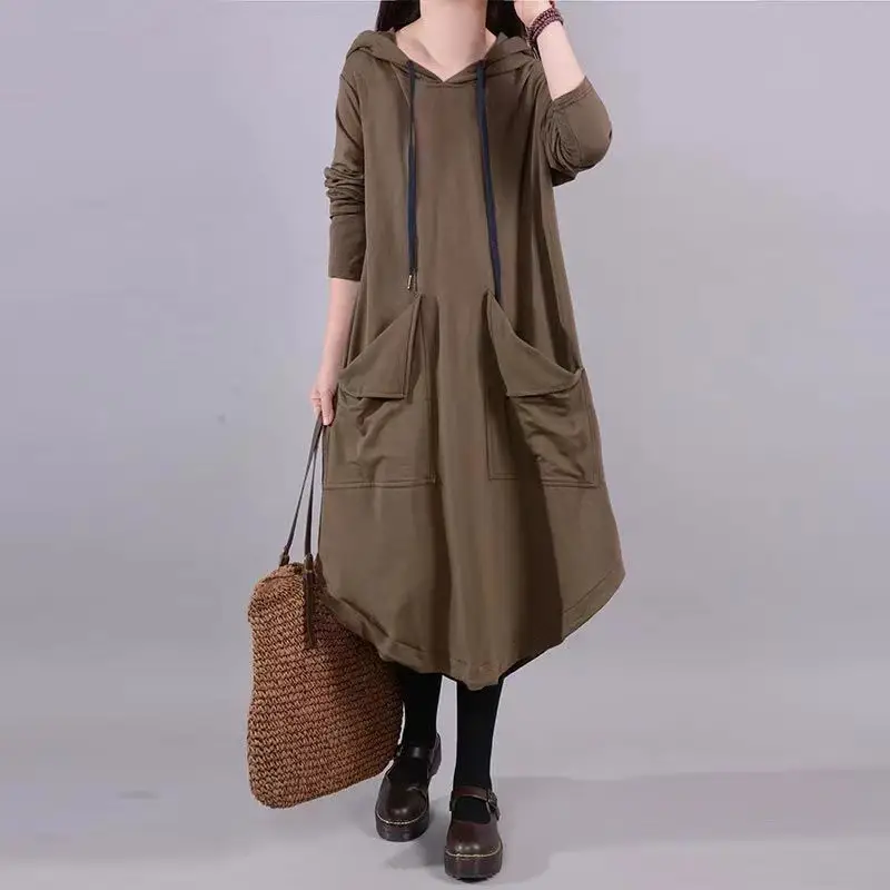 2026 Autumn Hooded Mid-Length Dress for Plus Size Women - Image 4