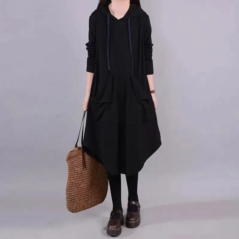 2026 Autumn Hooded Mid-Length Dress for Plus Size Women - Image 5