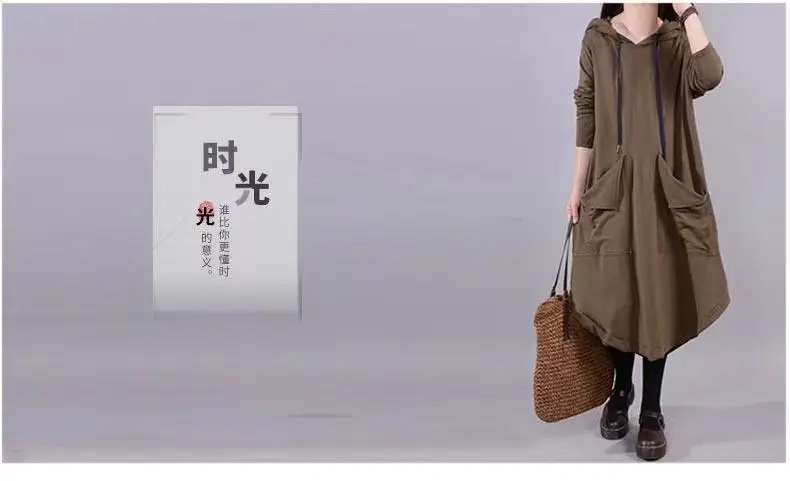 2026 Autumn Hooded Mid-Length Dress for Plus Size Women — feature 2