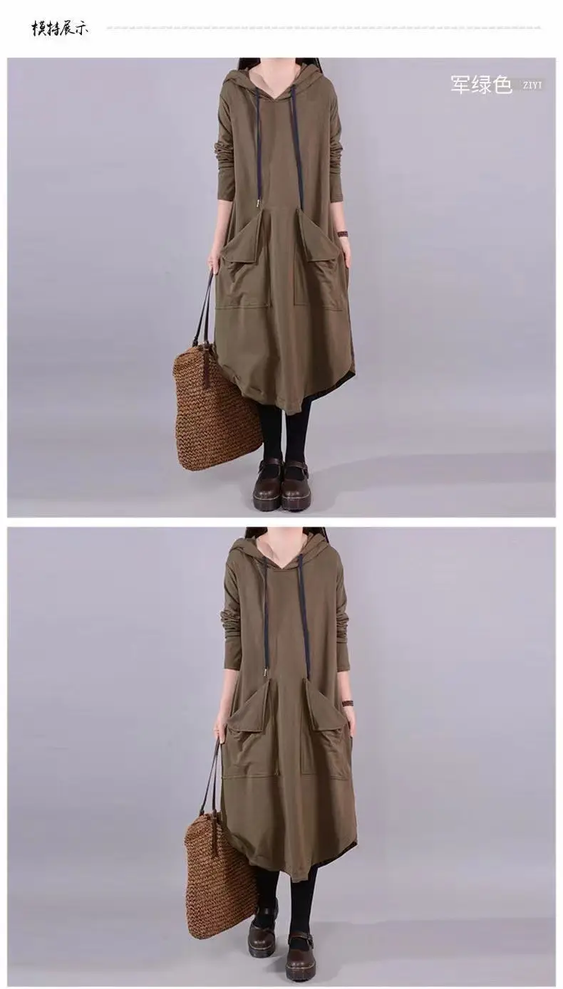 2026 Autumn Hooded Mid-Length Dress for Plus Size Women — feature 3