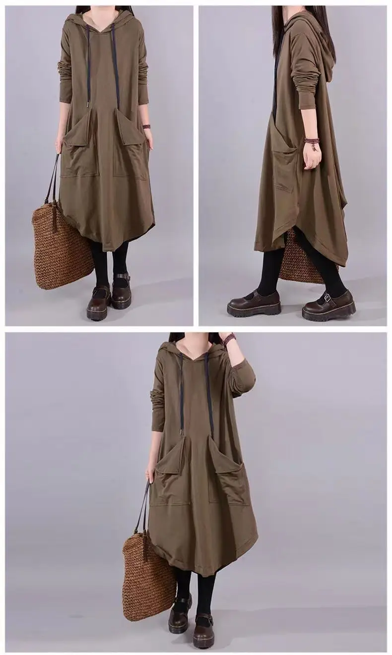 2026 Autumn Hooded Mid-Length Dress for Plus Size Women — feature 4