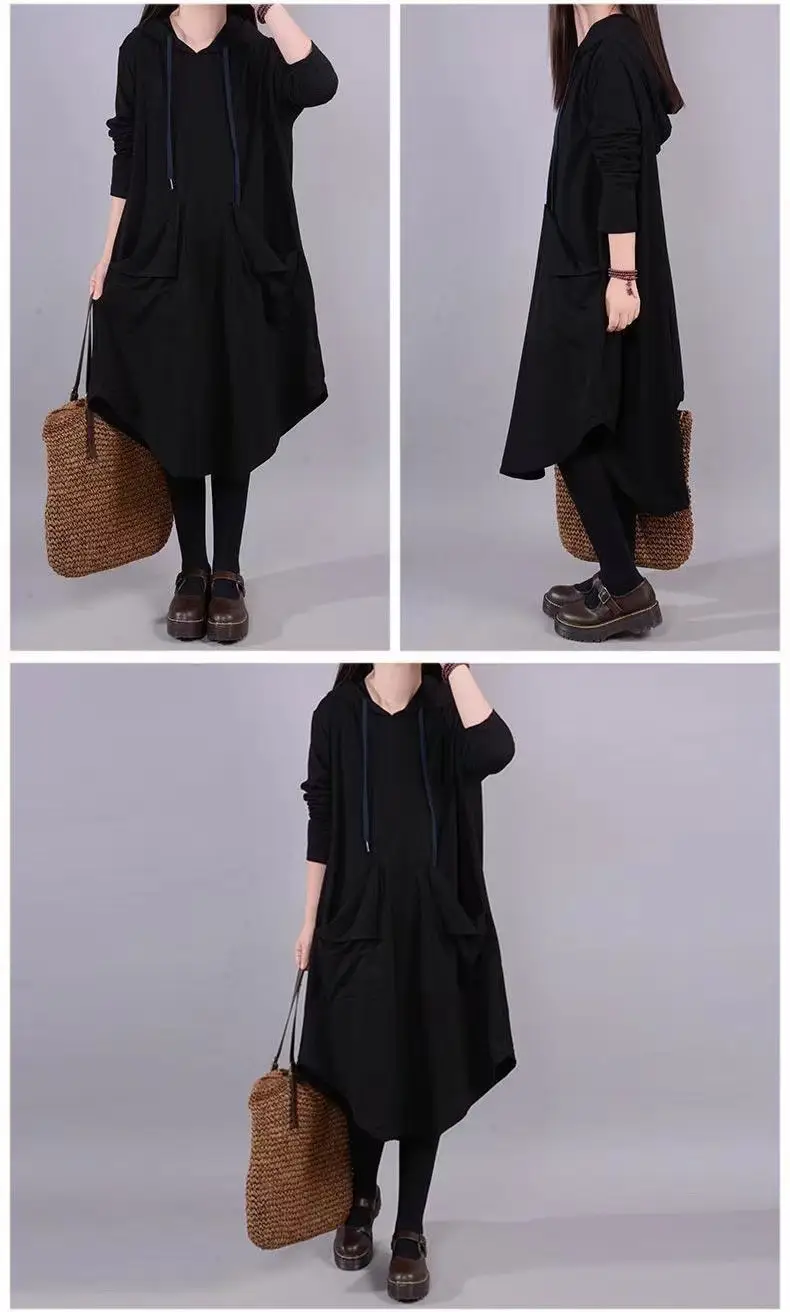 2026 Autumn Hooded Mid-Length Dress for Plus Size Women — feature 7