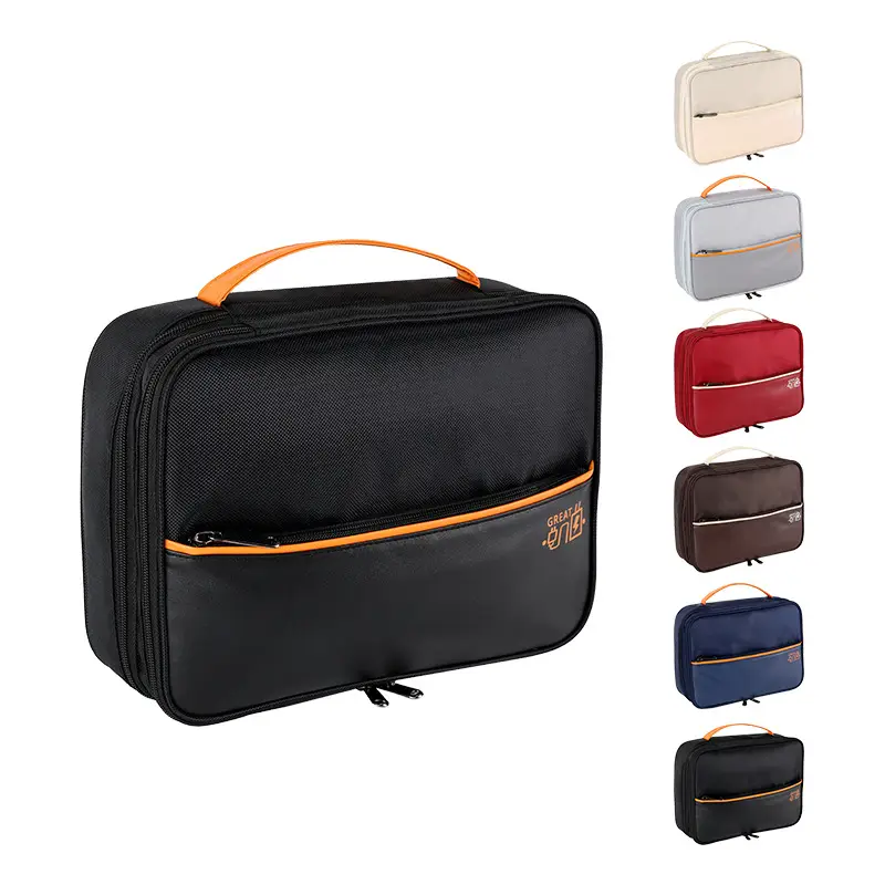 Three-Layer Digital Travel Bag Gray Orange 21x28cm - Image 10