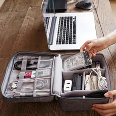 Three-Layer Digital Travel Bag Gray Orange 21x28cm — feature 12