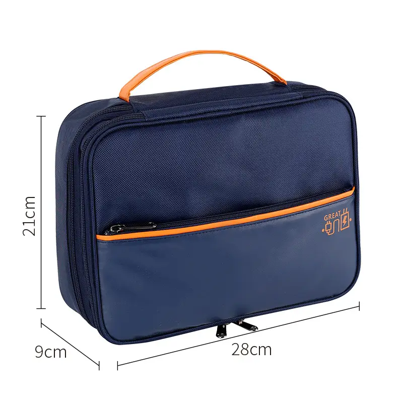 Three-Layer Digital Travel Bag Gray Orange 21x28cm - Image 2