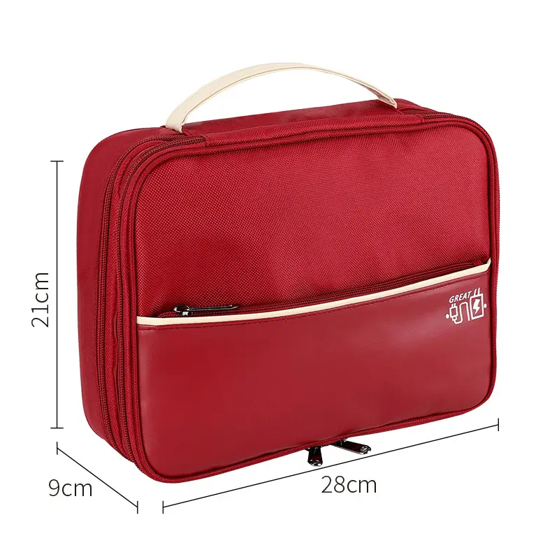 Three-Layer Digital Travel Bag Gray Orange 21x28cm - Image 3