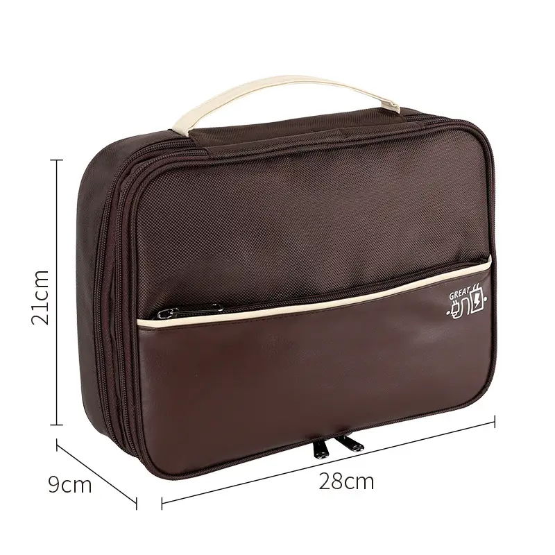Three-Layer Digital Travel Bag Gray Orange 21x28cm - Image 4