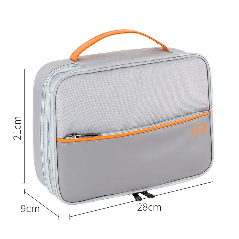 Three-Layer Digital Travel Bag Gray Orange 21x28cm - Image 5