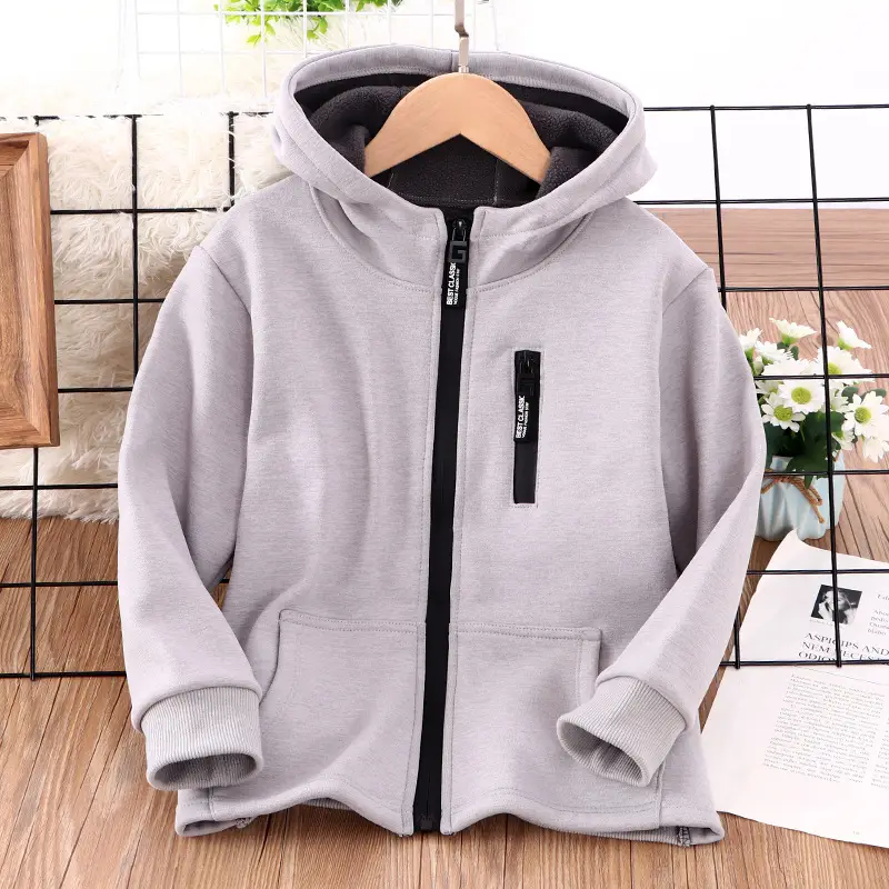 Men Fleece Hoodie Dark Blue Full Zip Winter Warm - Image 2