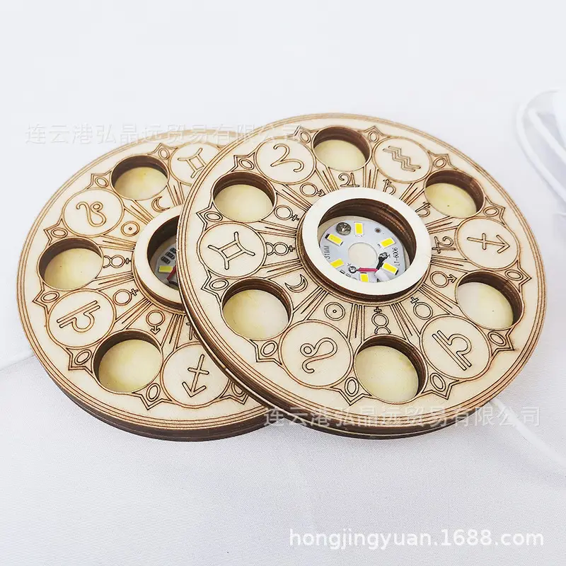 Wooden Seven-Star Lamp Holder with Porous Crystal Ball Base - Image 3