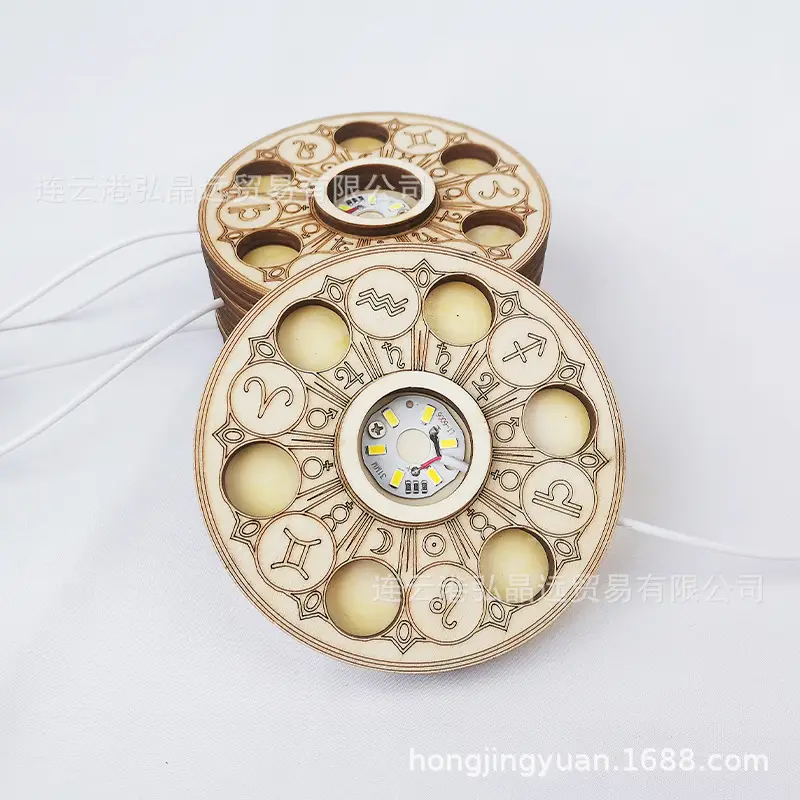 Wooden Seven-Star Lamp Holder with Porous Crystal Ball Base - Image 4