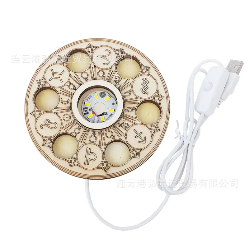 Wooden Seven-Star Lamp Holder with Porous Crystal Ball Base - Image 5