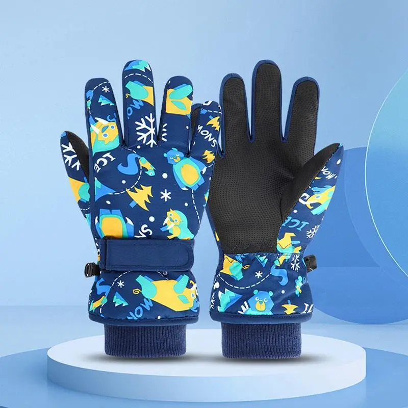 Winter Snow Gloves for Kids Cartoon Warm Five Finger - Image 2