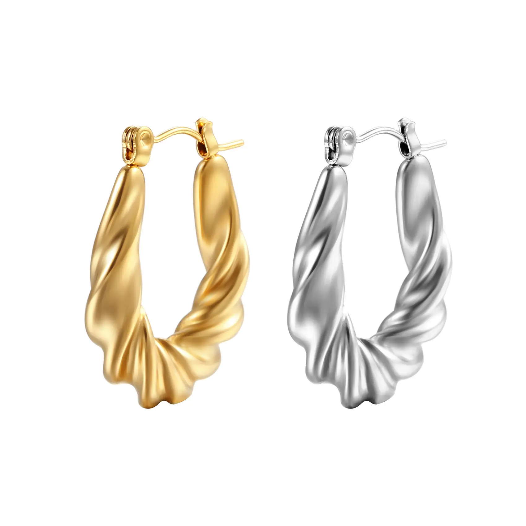 18K Gold & Silver Twist Earrings for Women — feature 2