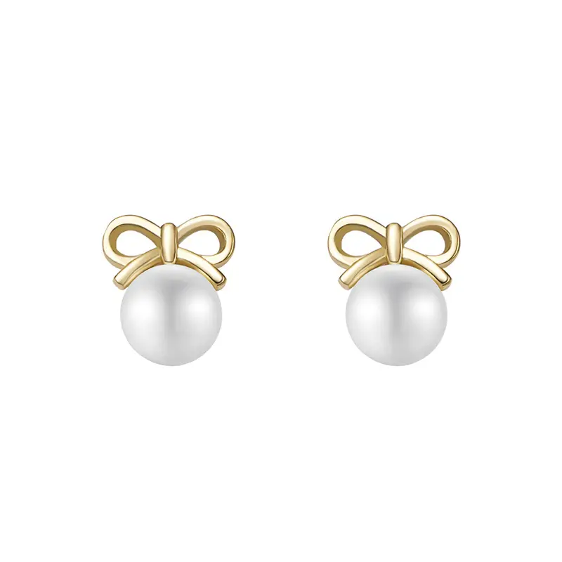 Women's Bow Earrings with Pearl Drop - Image 5