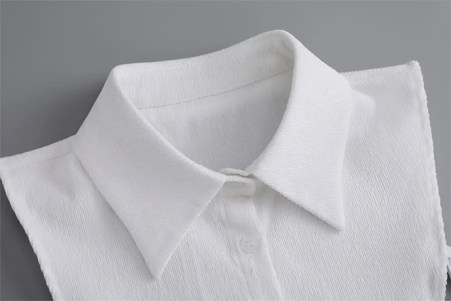 Women's White Houndstooth Collar Shirt Long Shirt Cross Border Manufacturer — feature 15