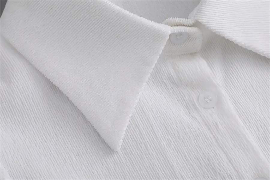 Women's White Houndstooth Collar Shirt Long Shirt Cross Border Manufacturer — feature 16
