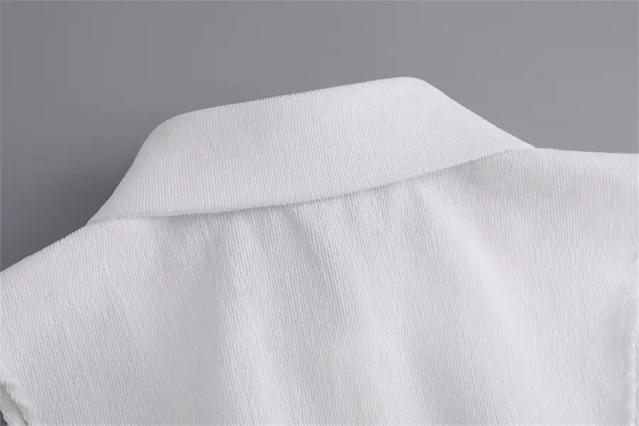 Women's White Houndstooth Collar Shirt Long Shirt Cross Border Manufacturer — feature 21