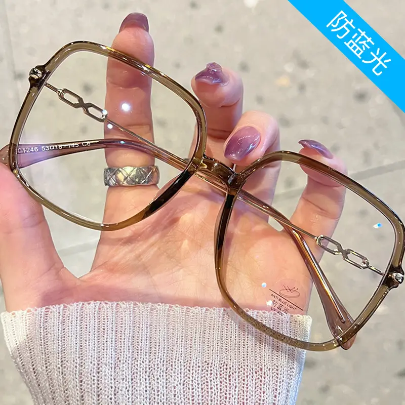 Korean Style Brown Large Frame TR90 Glasses - Image 10